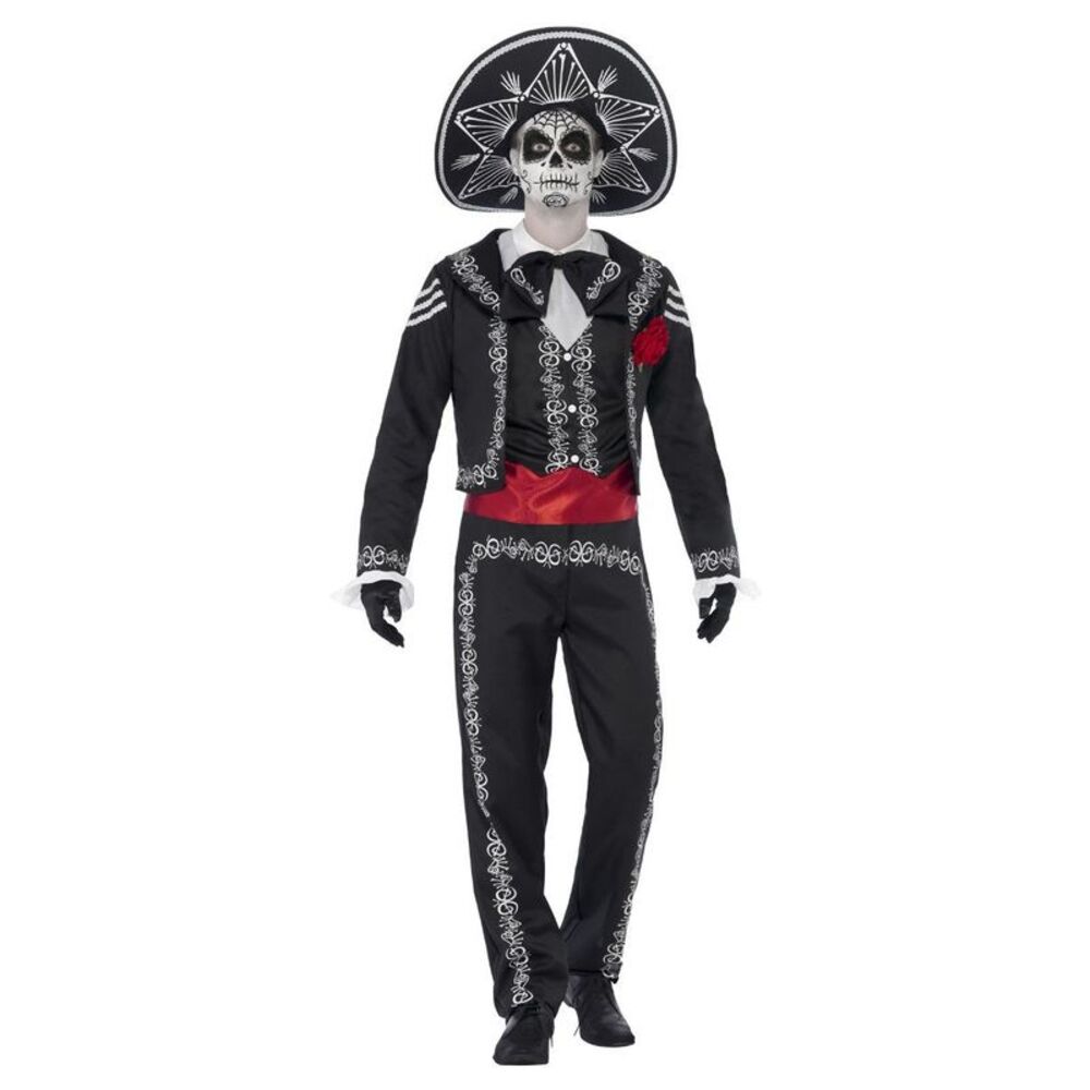 Smiffys Mens Deluxe Senor Bones Day Of The Dead Costume Set / Black
